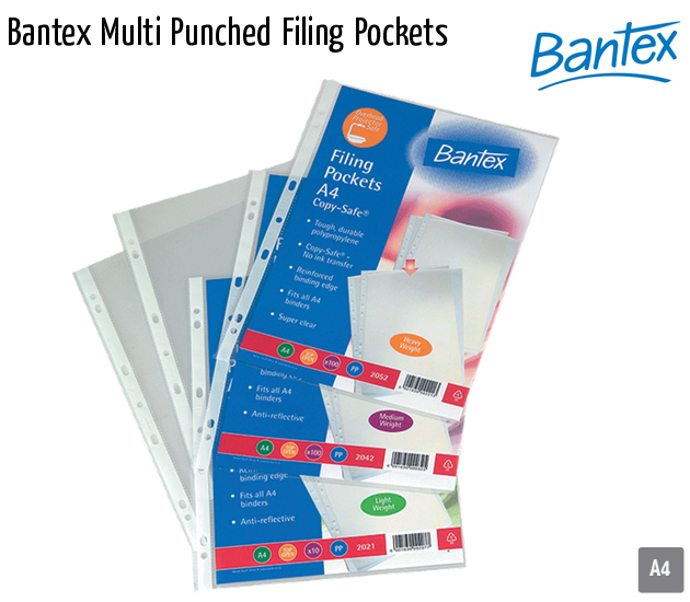 bantex multi punched filing pockets