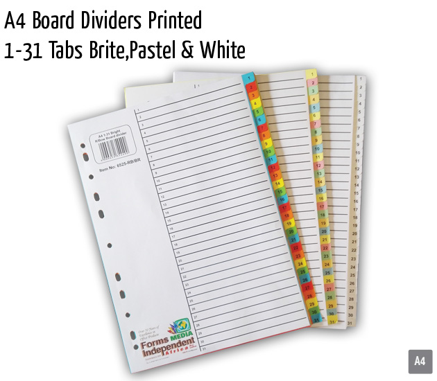 fmia a4 board dividers printed 1 31 tabs