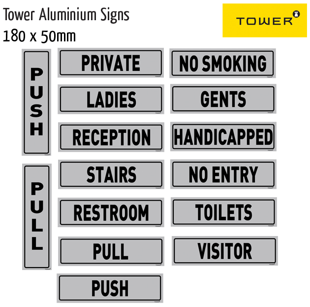 tower aluminium signs 180x50