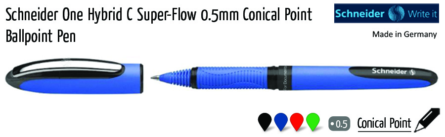 liquid schneider one hybrid c super flow 05mm conical point ballpoint pen