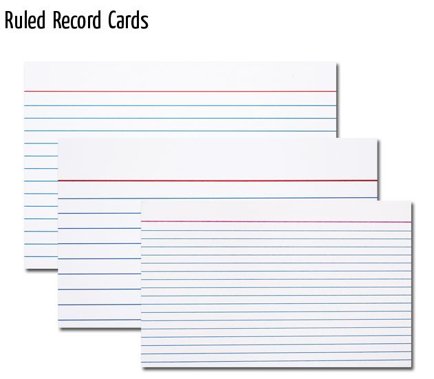 ruled record cards