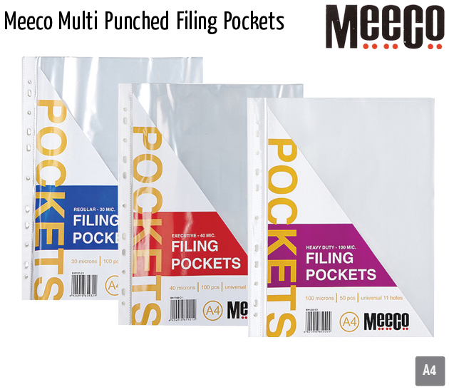 meeco multi punched filing pockets