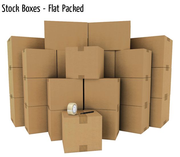 stock boxes flat packed