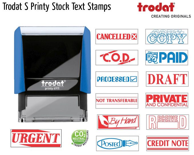trodat s printy stock text stamps