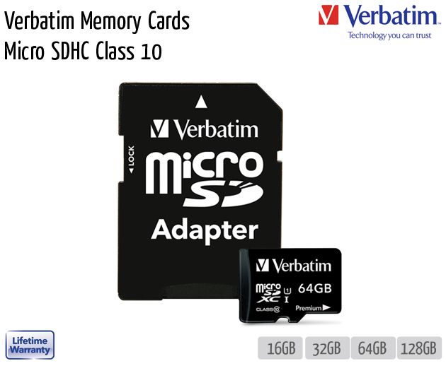 verbatim memory cards micro sdhc class 10