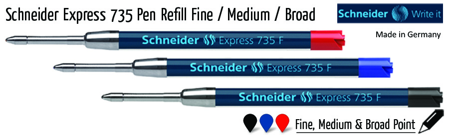 ballpoint schneider express 735 pen refill fine medium broad
