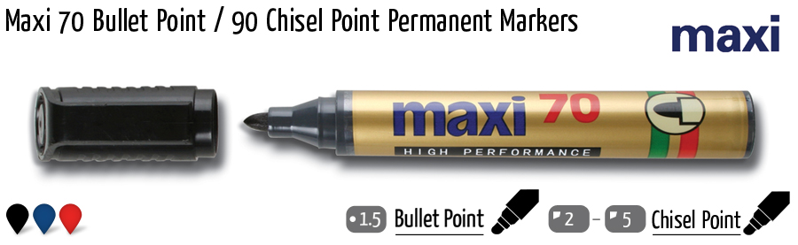 maxi 70 bullet point 90 chisel point permanent markers